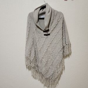 Carolyn Taylor Cream Poncho with Fringe